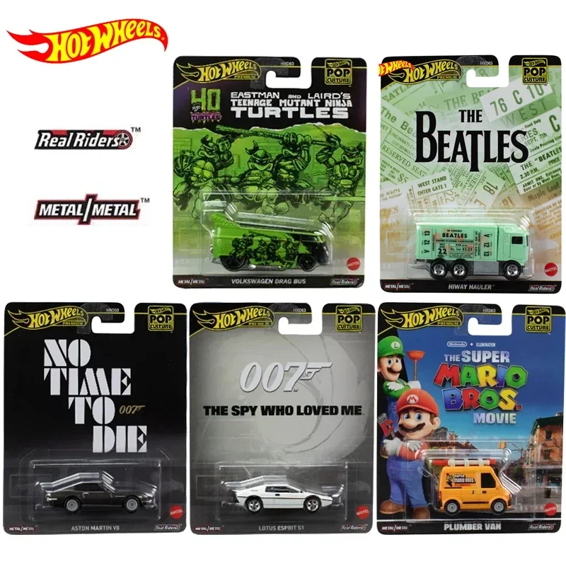 Original Hot Wheels Premium Car Pop Culture Toys for Boys 1/64 Diecast Aston Martin Hiway Hauler Volkswagen Drag Bus Lotus Van