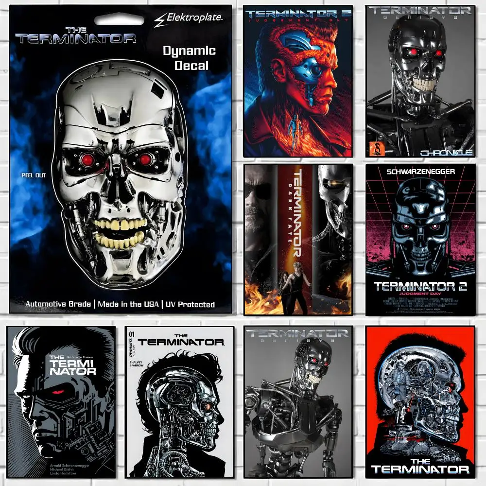 Movie The Terminator Poster Self-adhesive Art Waterproof Paper Sticker Coffee House Bar Room Wall Decor
