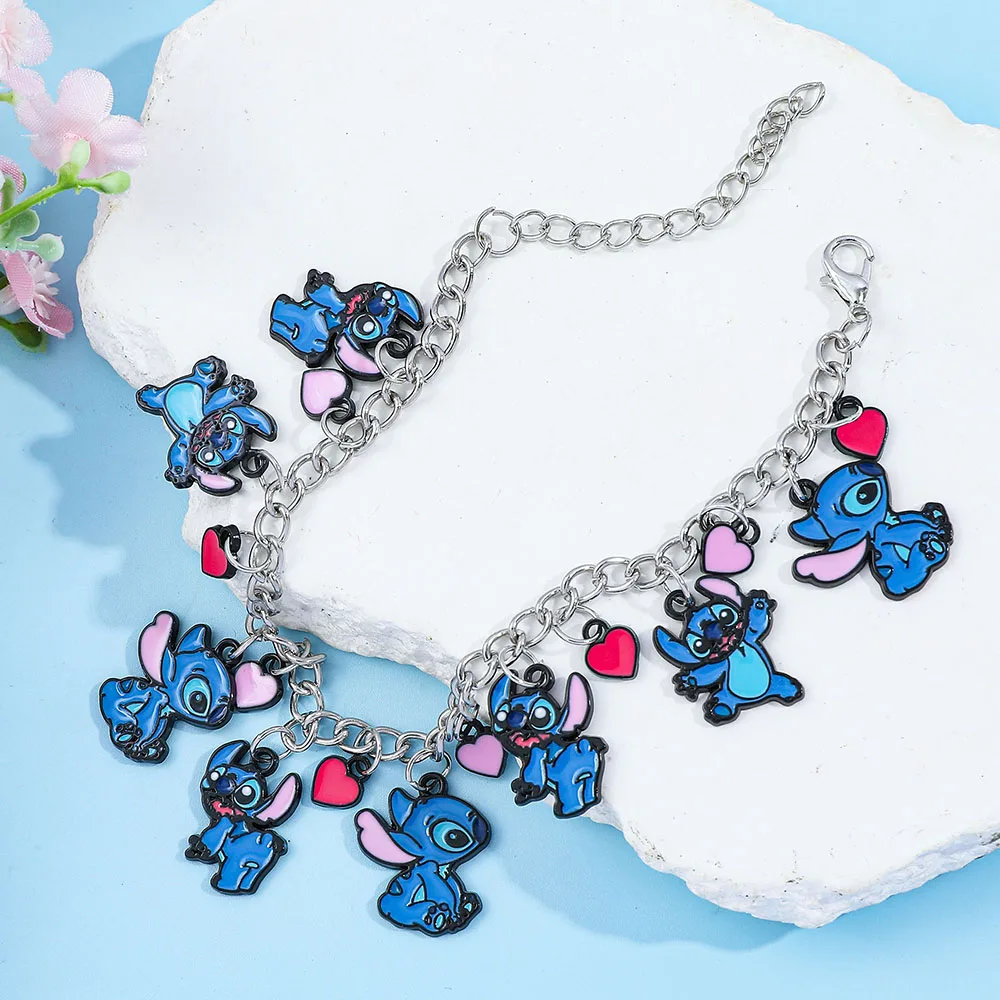 Stitch & Lilo Armband mit hawaiianischem Motiv, langlebiger Perlenarmreif mit Herz-Charm, perfektes Disney-Fan-Geschenk