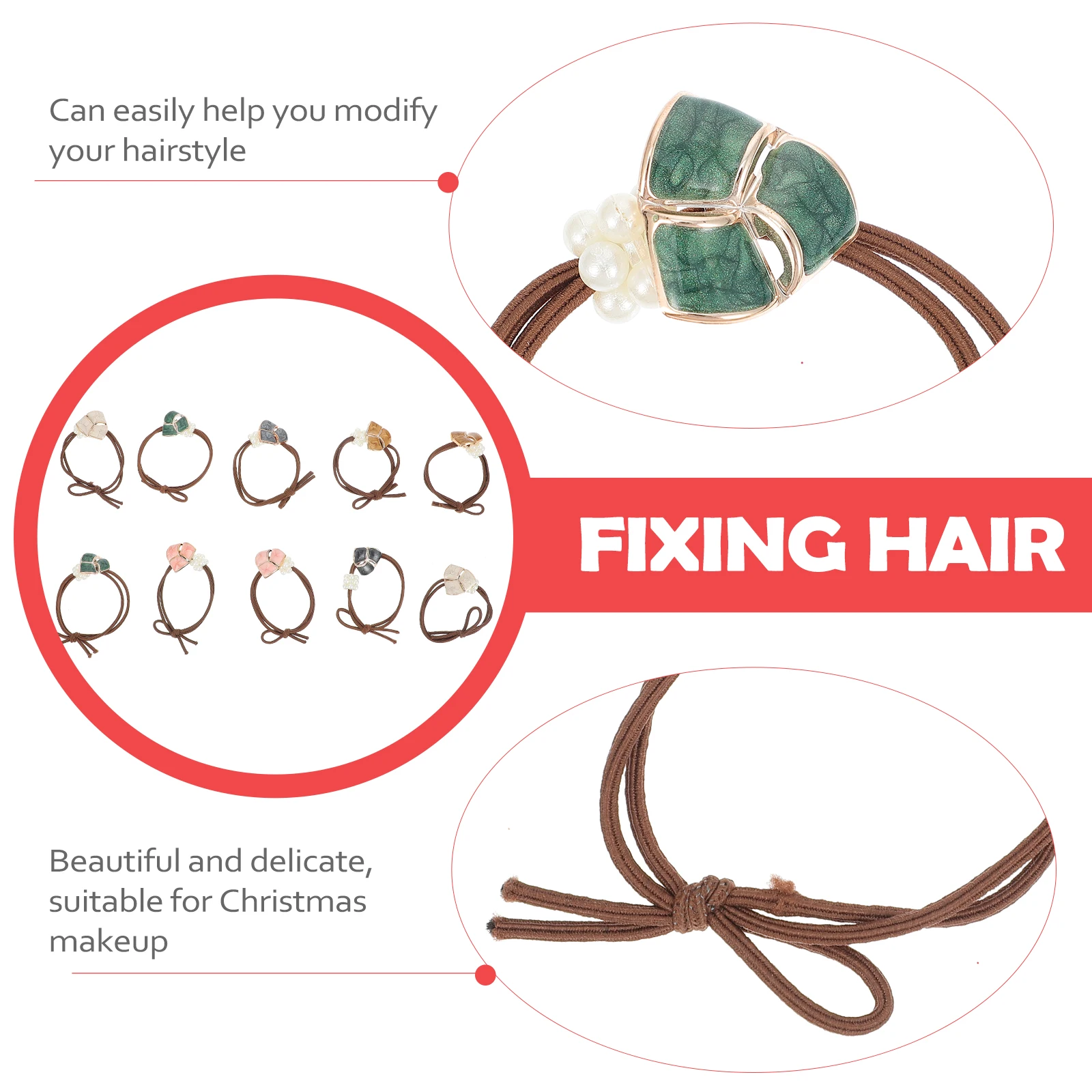 

10 Pcs Decorations Elastic Accessories Pearl Decorations Thick Ties Korean Style Hair Care Hair Ropes Styling Tools