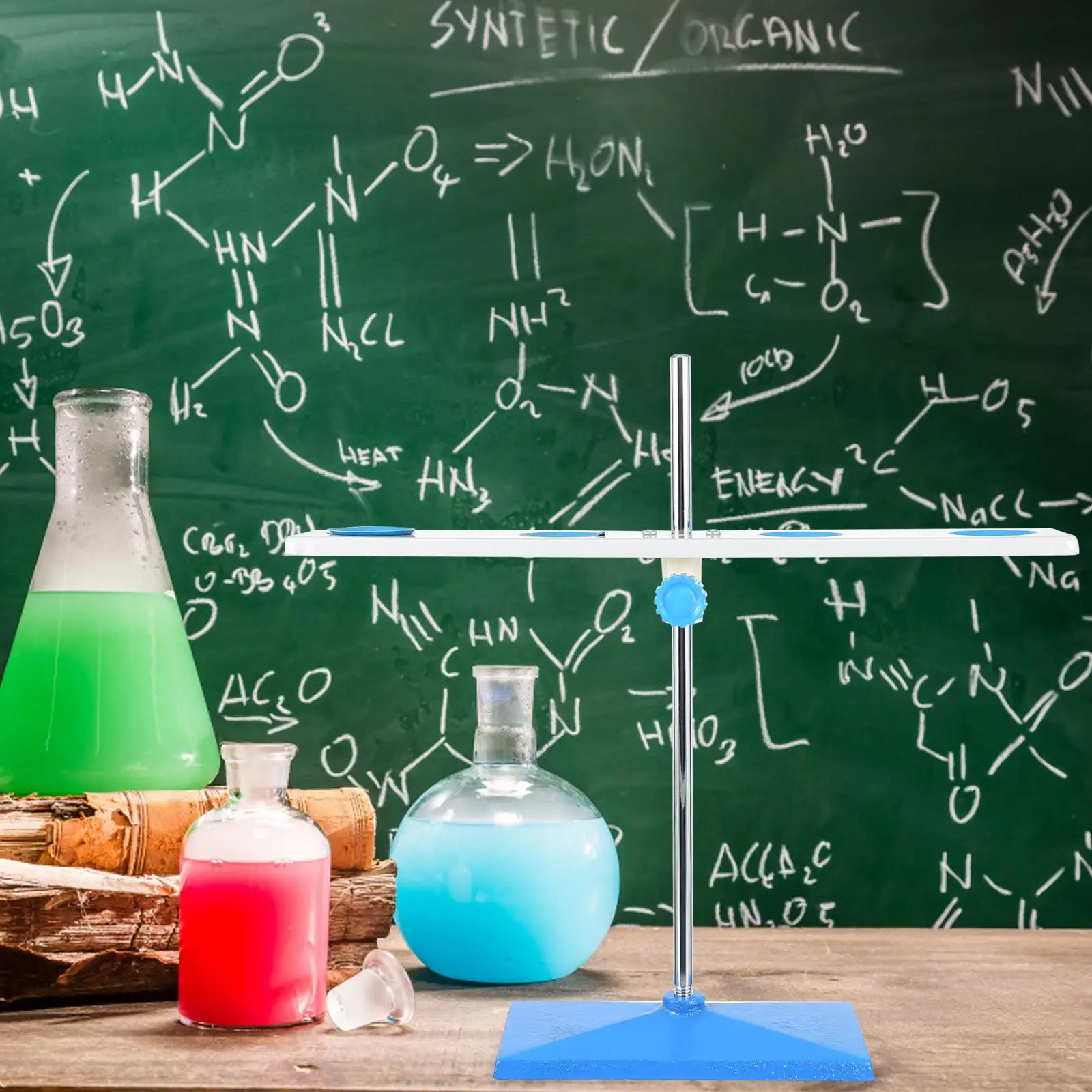 حامل مختبر قمع بأربعة فتحات رف علمي رف ارتفاع قابل للتعديل لمعدات التدريس الحديدية