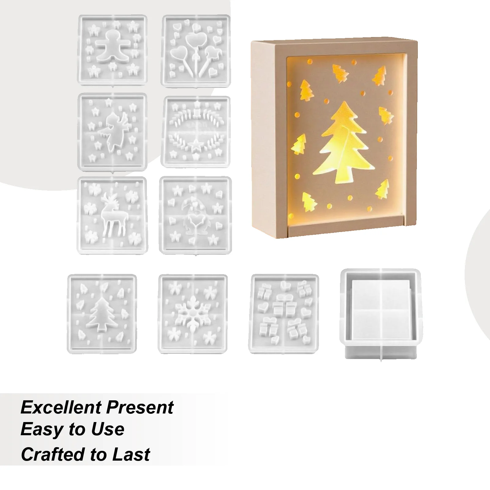 

Рождественские силиконовые формы, 10 шт., рождественская форма для литья конфет из смолы, антипригарная форма для домашнего декора для гипсовой глины, мыла, помадки с привидениями