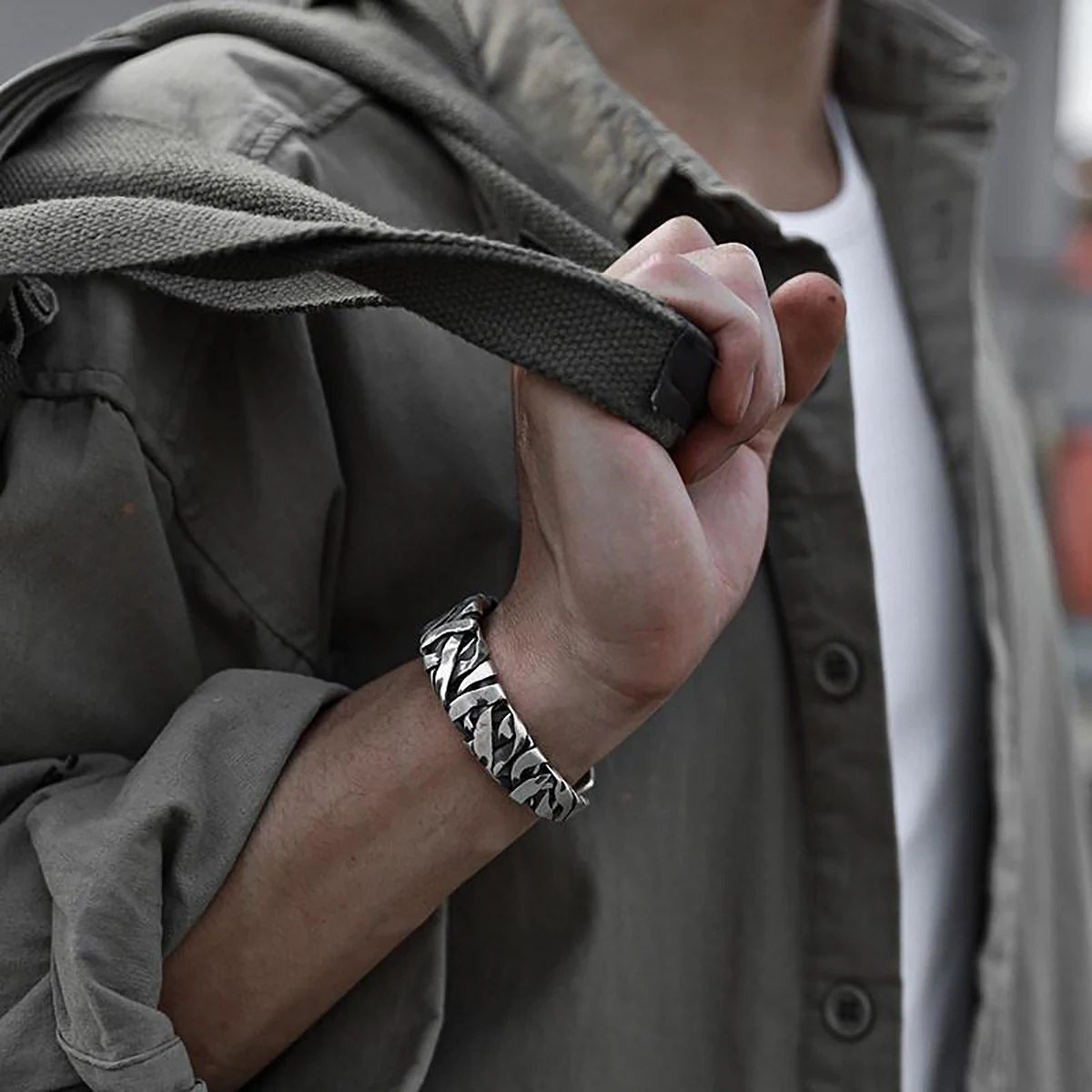 Retro C-shaped Braided Alloy Men Bracelet Silver Color Simple Cuff Bracelet Fashion Jewelry Accessory image 5