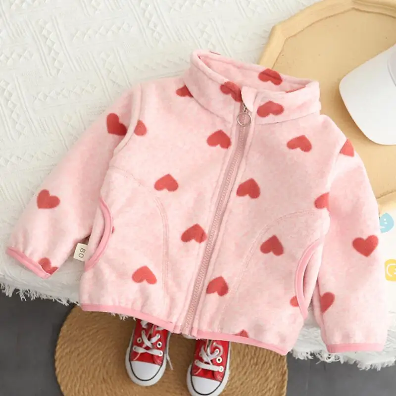 Girls Polar Fleece Hoodie Cardigan Sweater Jacket Spring Autumn Toddler Boys Kids Cotton Top Coat Infants Baby Clothes 1-5 Yrs