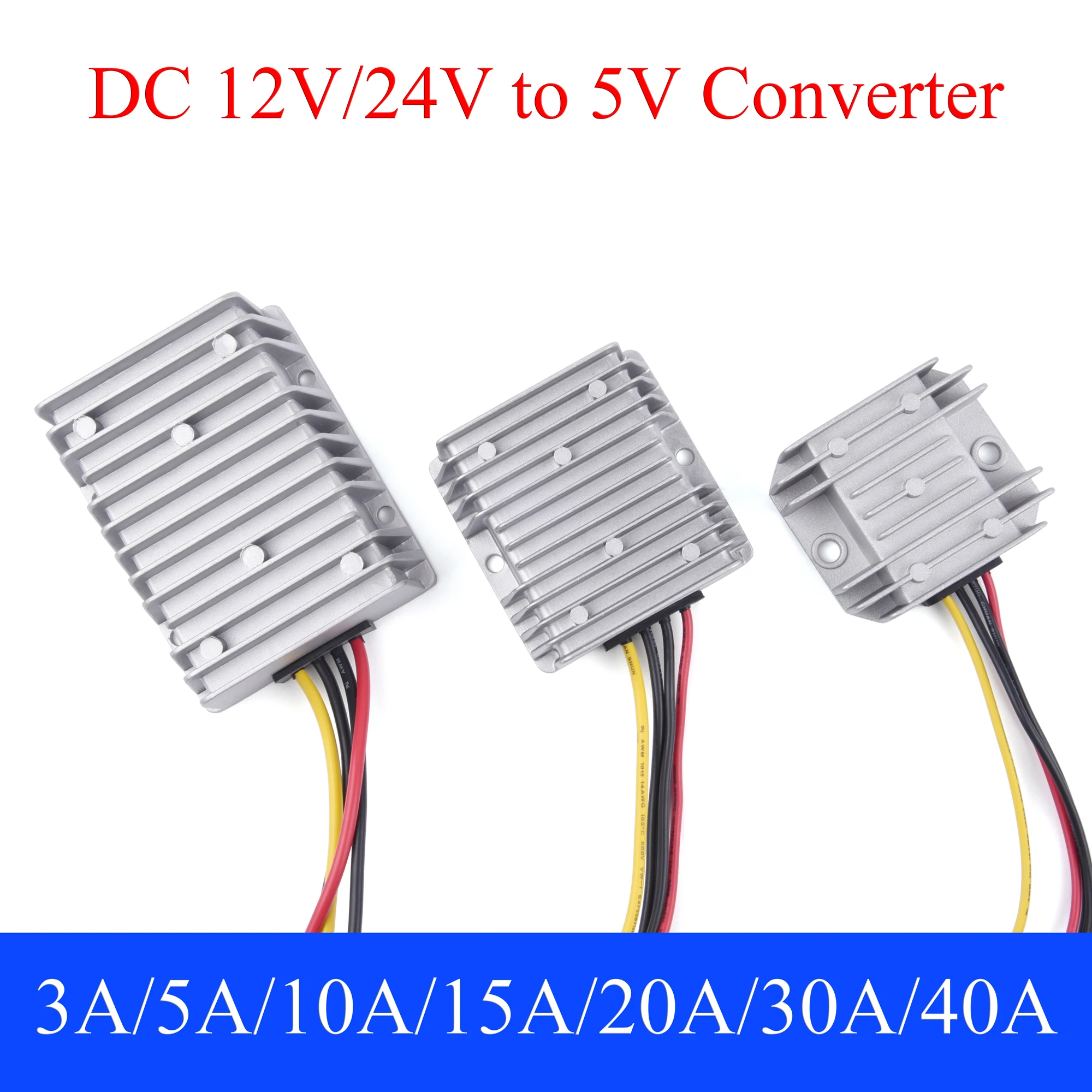 

12/24V to 5V DC Power Converter 3A 5A 10A 15A 20A 30A 40A Auto Buck Regulator Step Down Voltage Supply Module For Car