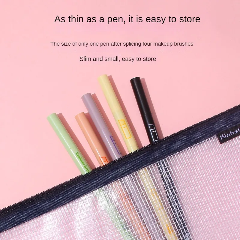 Set di pennelli per trucco multifunzionali 4 IN 1 Gadget per trucco Pennello per ombretto per labbra staccabile Pennello per ombretto in spugna per viaggi a casa