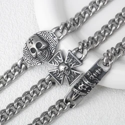 Stainless steel rock hip-hop personality punk creative skull thick men's and women's bracelet