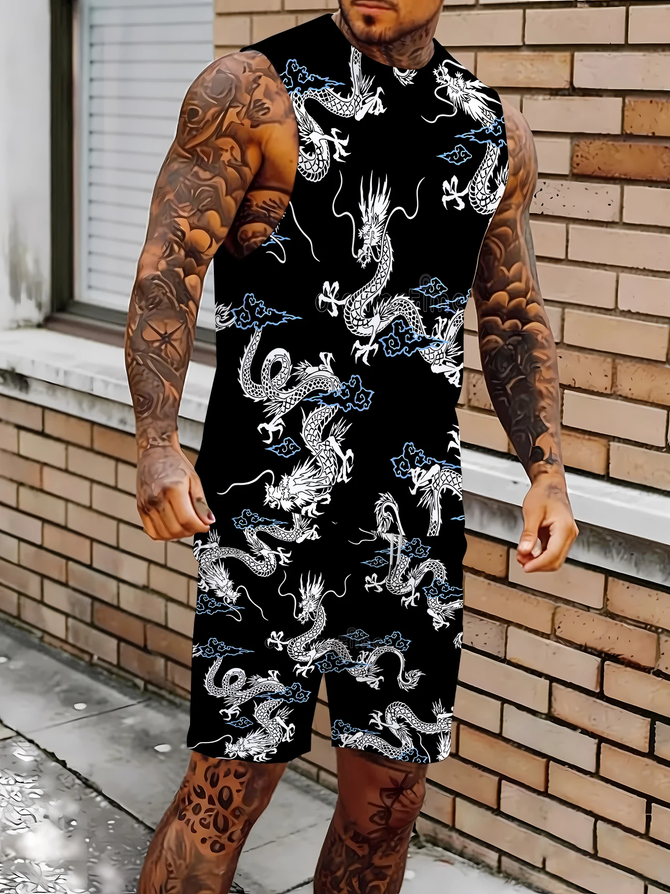 Conjunto de Fitness Masculino para Academia: Regata e Shorts de Poliéster Dry Fit para Treino, Tamanho Fiel