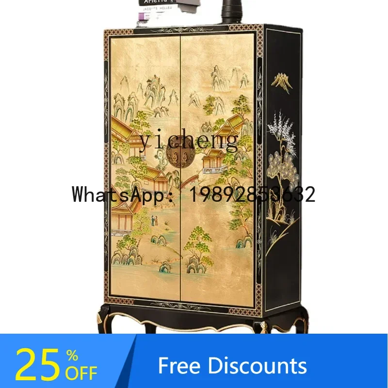 

LYY High-Leg Sideboard Cabinet Overall High Cabinet Solid Wood Wine Integrated Decoration Entrance Cabinet