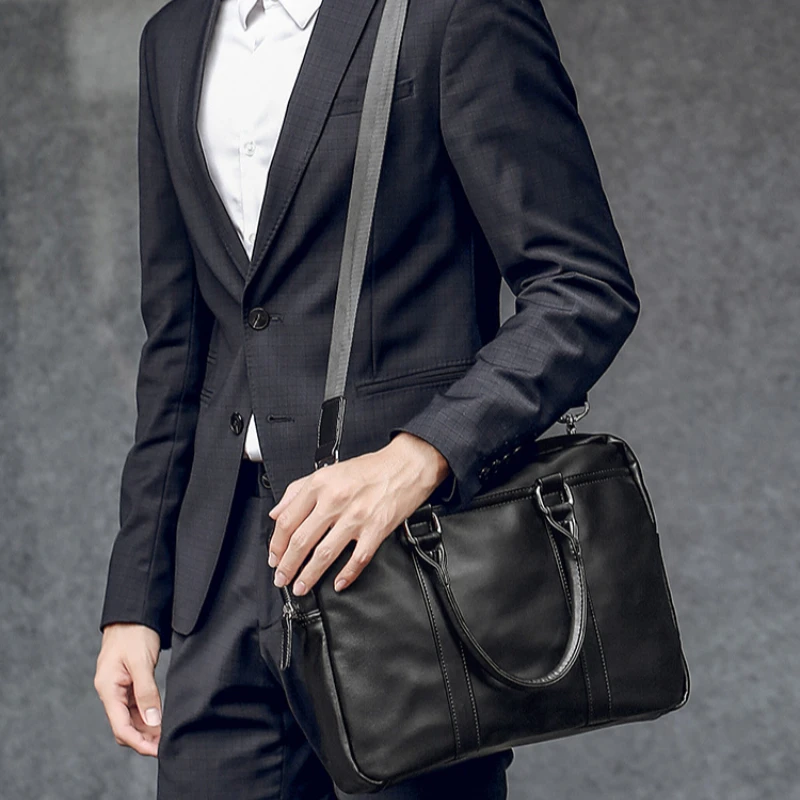 New Arrival Business Men Briefcase Tote Bag PU Leather Laptop Bag Briefcase Male Luxury Designer Office Shoulder Bags