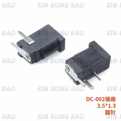 10PCS Hot Sales High Quality DC-002 Black DC Power Jack Socket Connector DC002 0.3A 50V 3.5*1.1mm/3.5*1.35mm  Socket