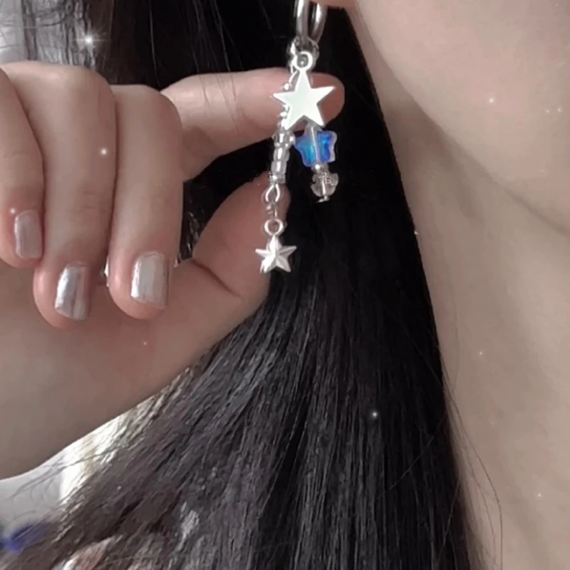 Fashion Y2K Star Earrings for Women Irregular Five-Pointed Star Opening Adjustable Earring Summer Sweet Jewelry