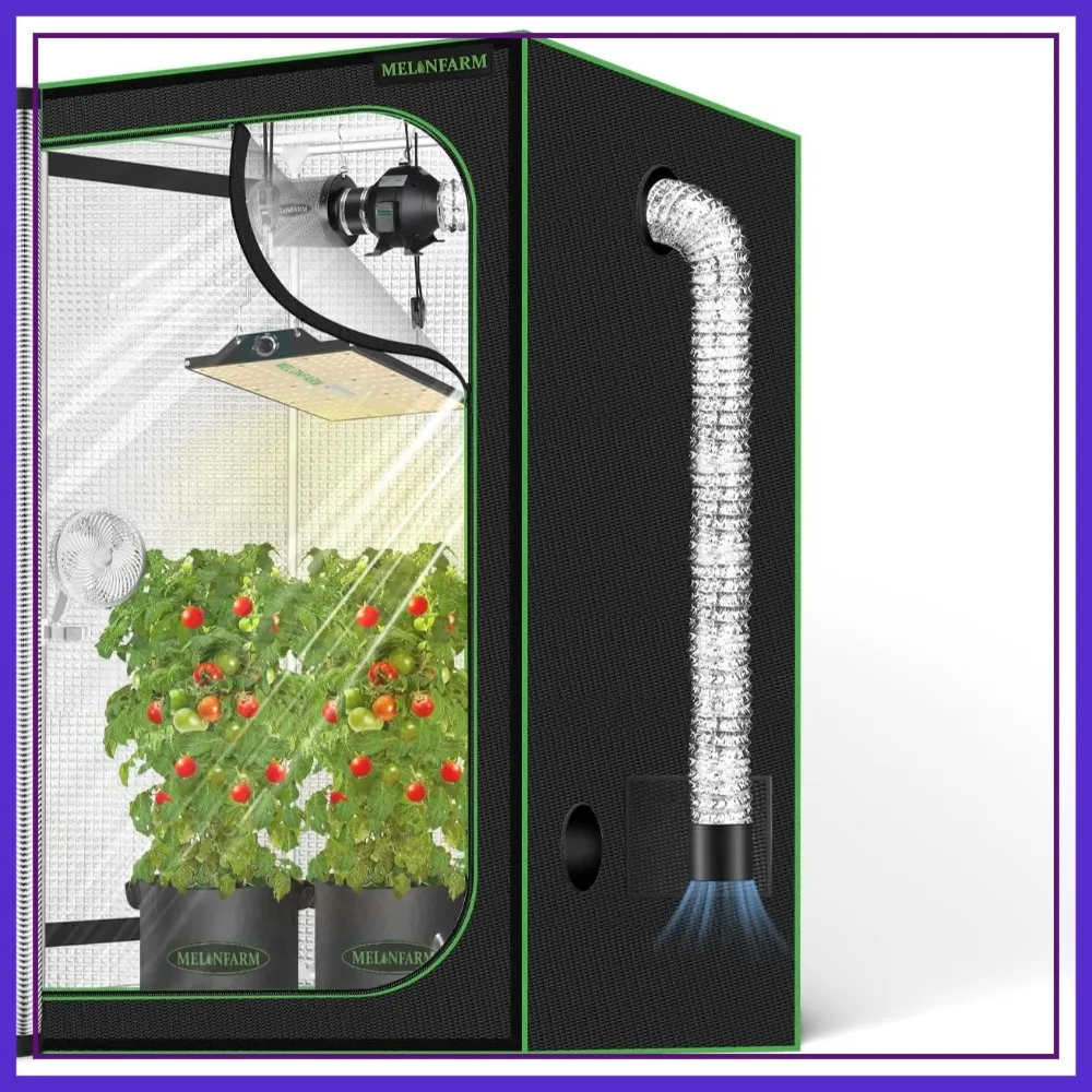 

2x2 Grow Tent 24x24x48, Double Viewing Door, High Reflective Mylar & Floor Tray, Indoor Hydroponics Plant Tent