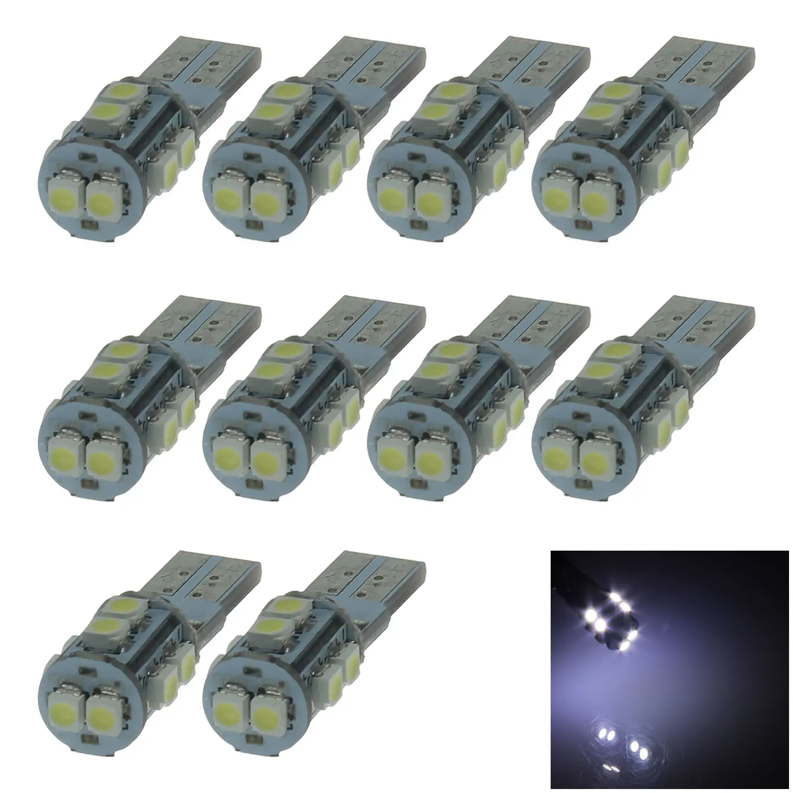 10x White Car T10 W5W Roof Bulb License Plate Lamp PCB 10 Emitters 2835 SMD LED 280 285 447 Z20298