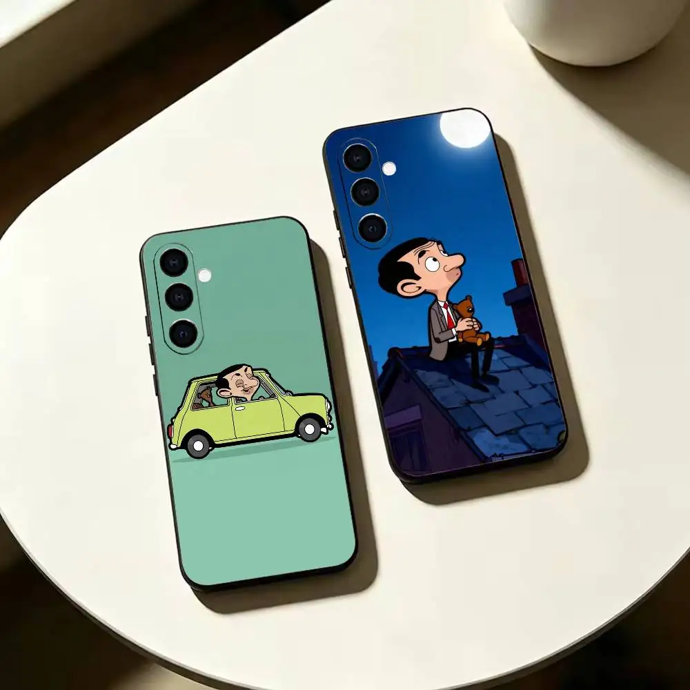 cartoon M-Mr. Bean-n Soft Silicone phone Case for Samsung Galaxy A73//A72/A70/A53/A52/A51 - Black