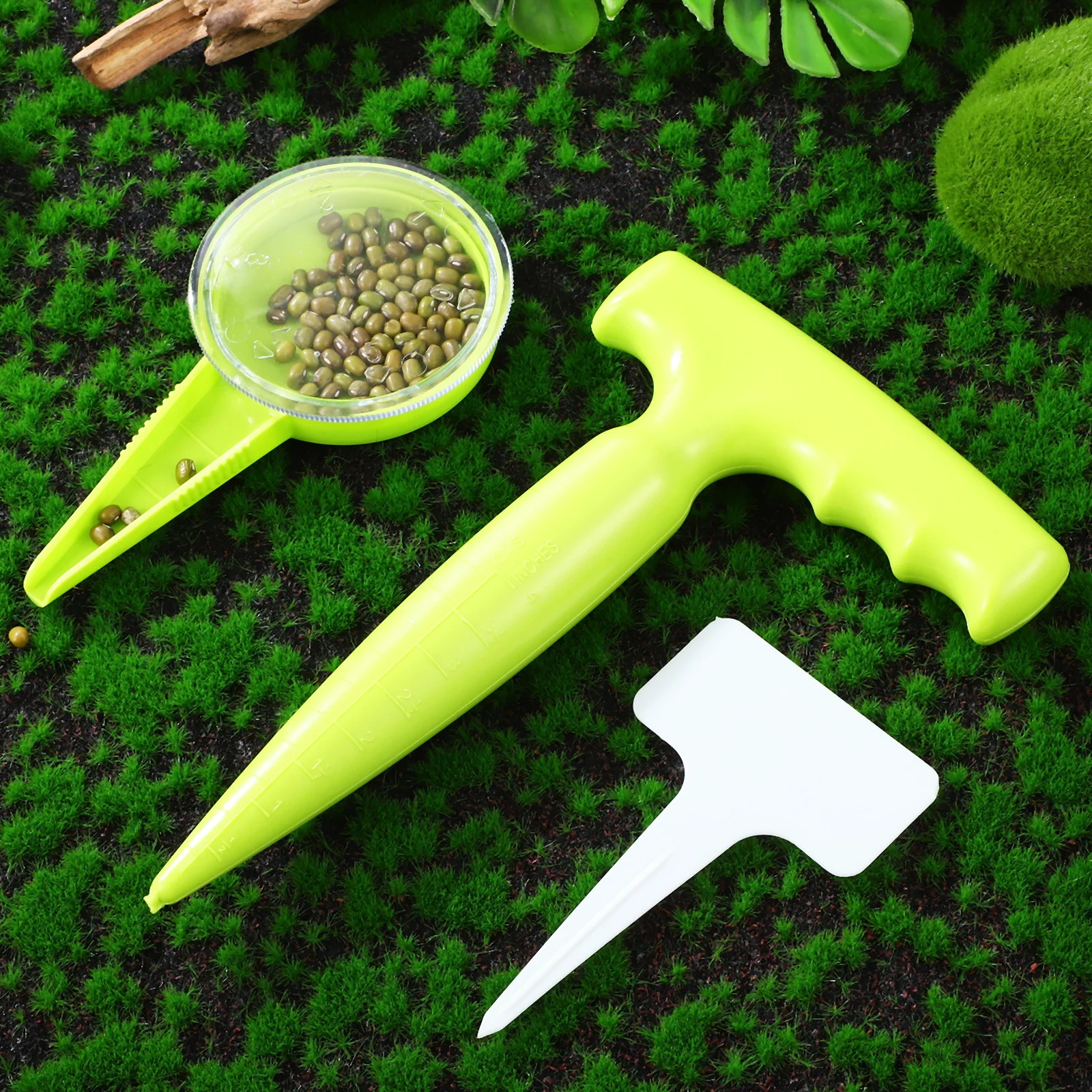 

14Pcs Plastic Seed Dispenser Gardening Tool Adjustable Hand Planter with Depth Gauge and Label Stakes for Indoor Outdoor