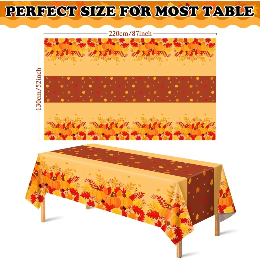 Nappe d'automne en plastique pour décorations de Thanksgiving, décoration de Table d'automne pour amis de Thanksgiving, feuilles florales, crique de Table pour