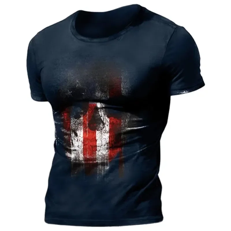 2026 Men's Summer Short Sleeve O-Neck T-Shirt with 3D Vintage Horror Skull Graphic for Hip Hop Rock and Streetwear Styles