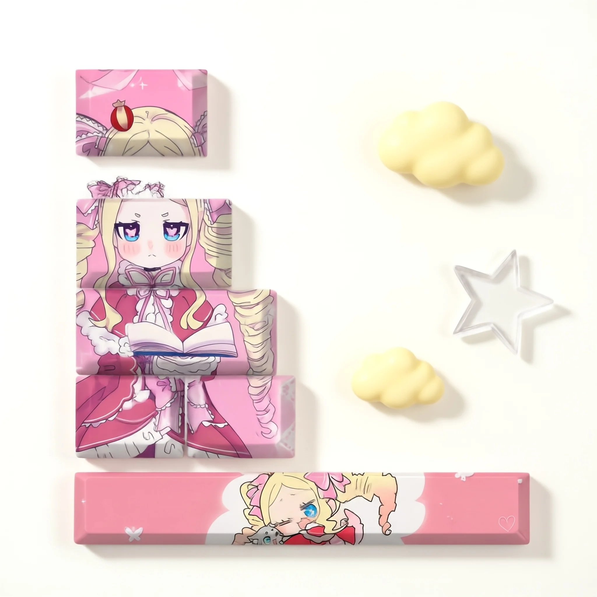6 Key/set Re Zero Beatrice Pbt Dye Sub Keycaps Wear Resistant Mechanical Keyboard Diy Accessories Anime Keycap Set Gift