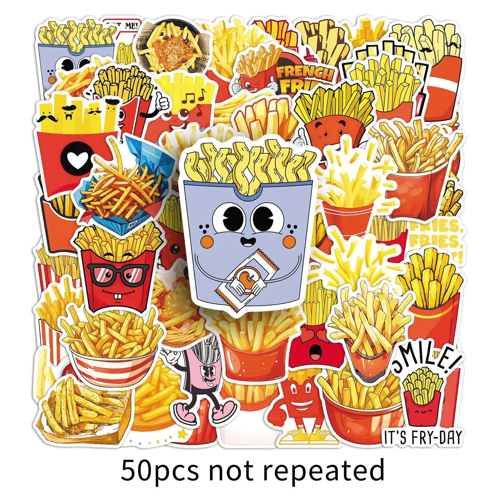 

10/50PCS Cartoon French Fries Graffiti Stickers Creative DIY Decoration Mobile Phone Case Notebook Water Cup Waterproof Toy Gift