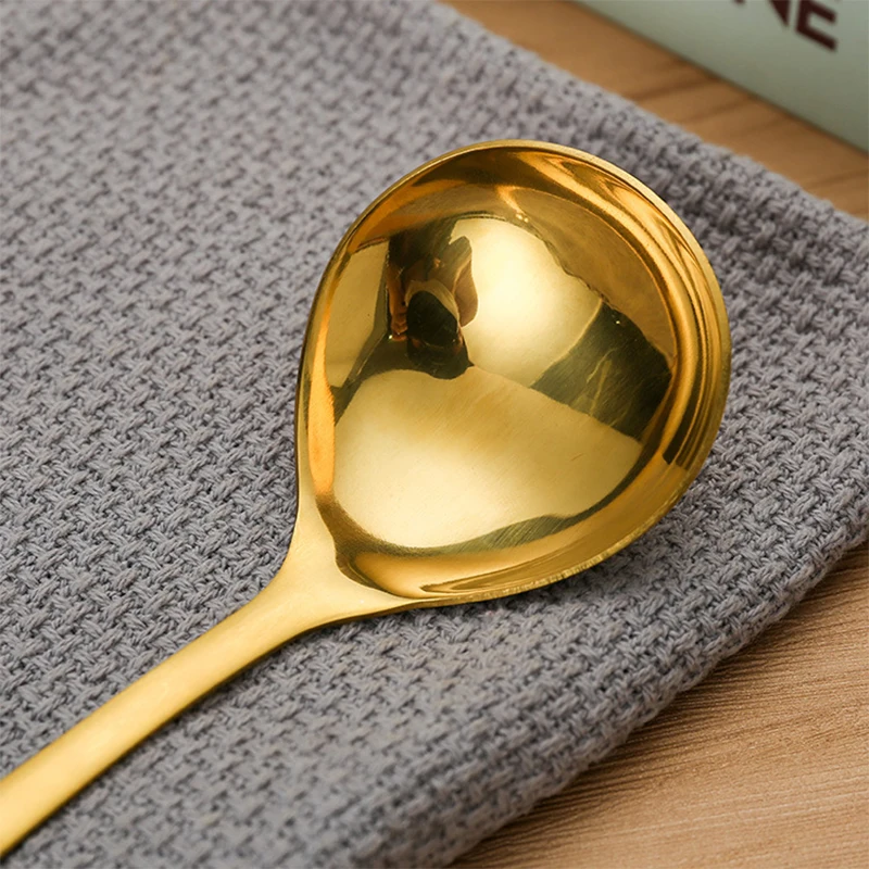 1Pcs Stainless Steel Ladle Household Tableware Household Spoon Feel Comfortable Long Handle Small Spoon