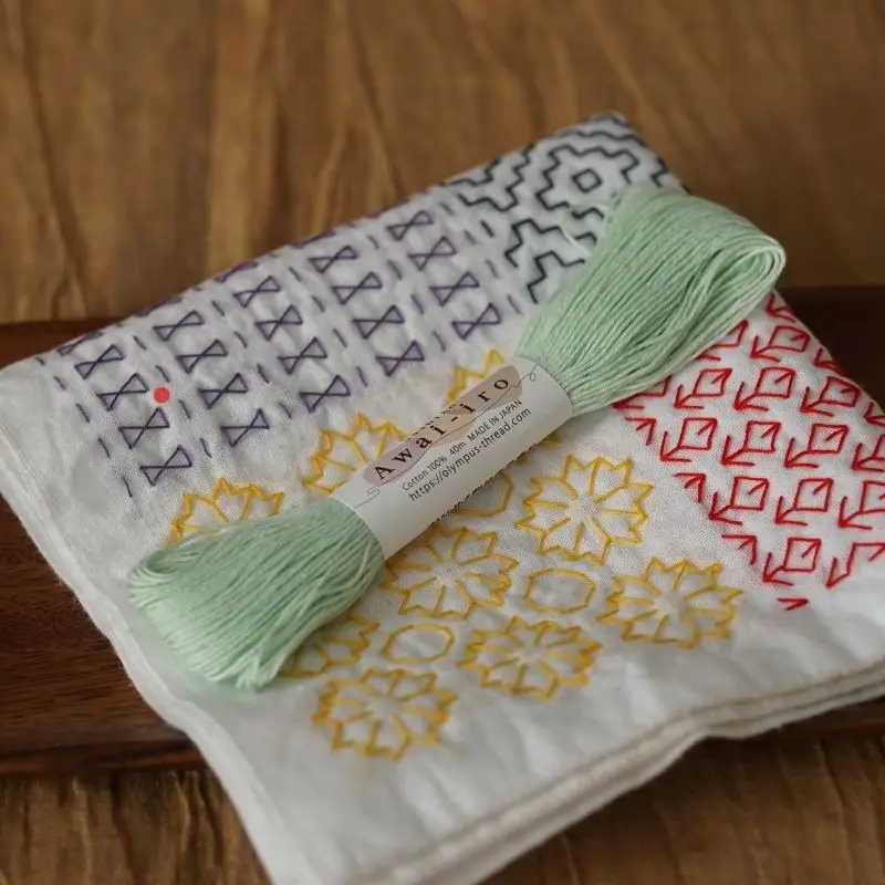 

Japan Olympus Embroidered Flower Cloth Towel Thread Olympus New Pure Cotton Macaron Color 6 Strands 10 Color Group