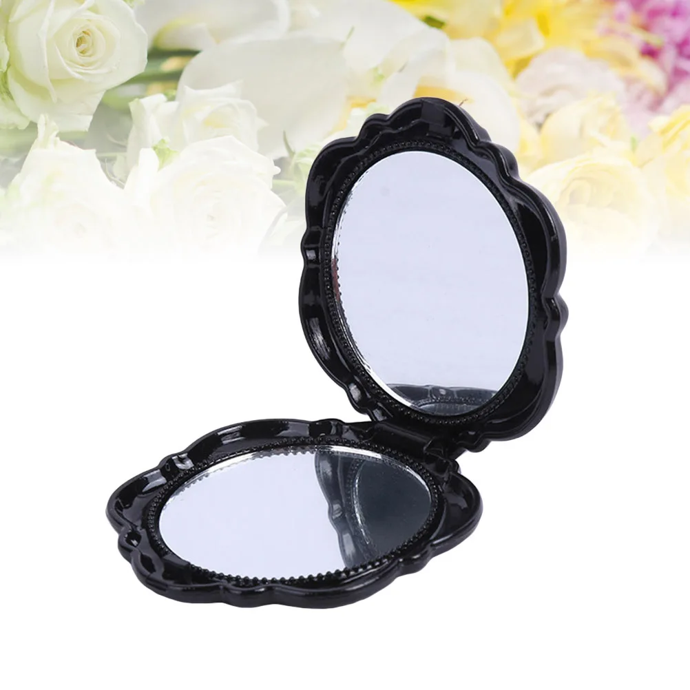 1 pçs espelho de maquiagem dobrável compacto rosa capa dupla face pequeno espelho de bolso portátil presente de viagem para meninas