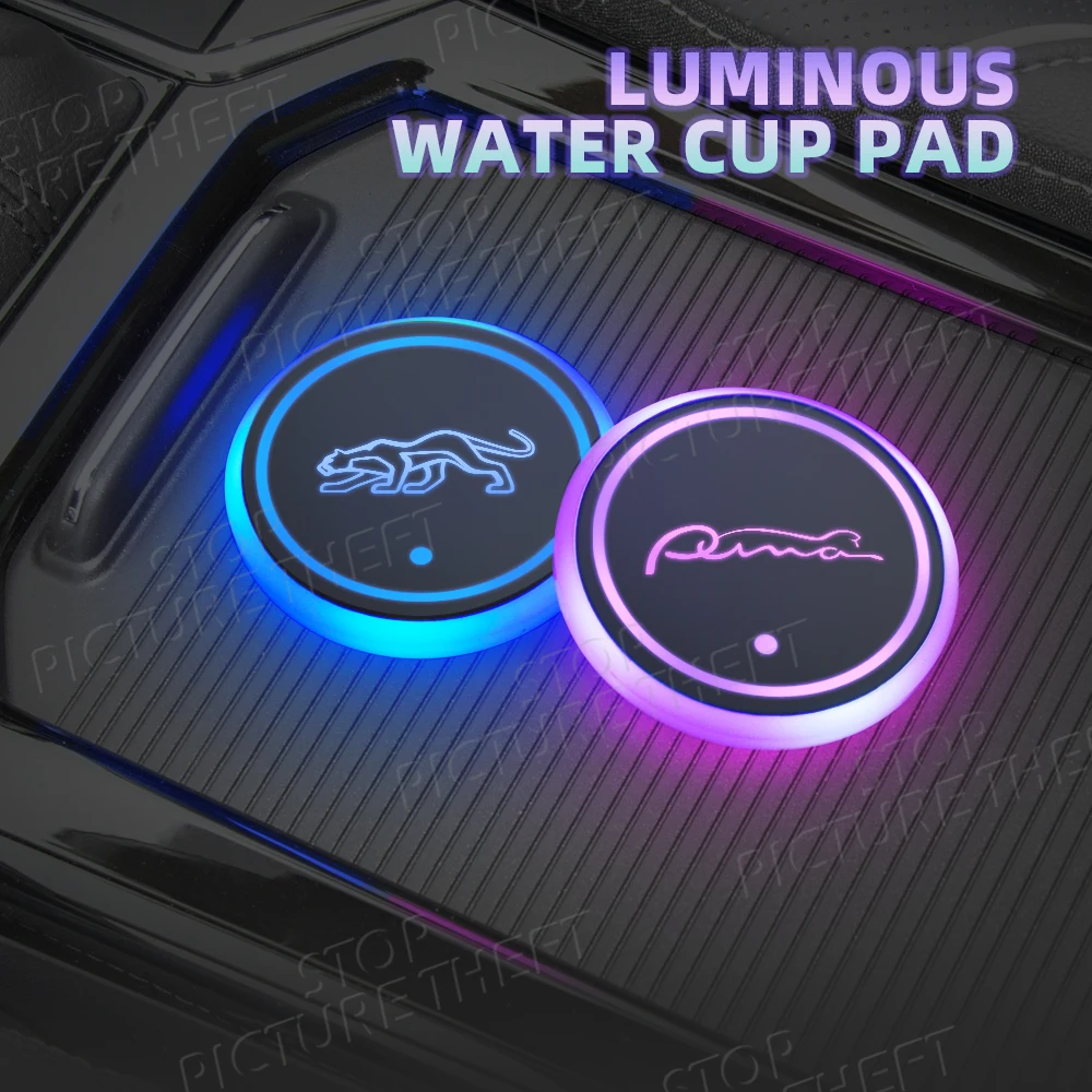 For Ford PUMA Logo ST Emblem Focus Kuga Fiesta Fusion Ecosport Led Car Water Cup Mat Drink Holder Auto Interior Decorative