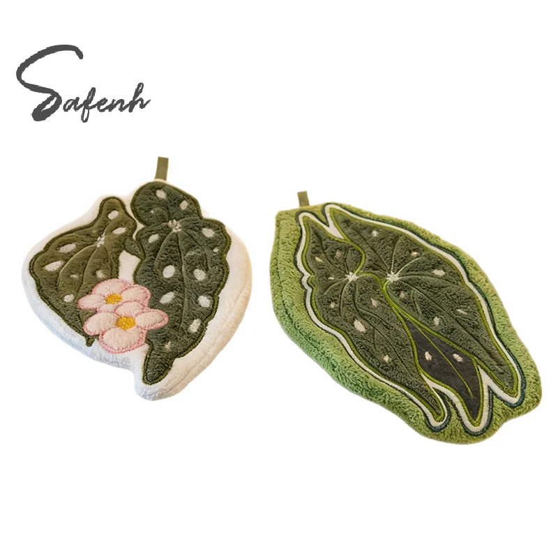 

Горячие листья растений Горячие растения мультяшное полотенце для рук двухслойное впитывающее утолщенное быстросохнущее с подвесным дизайном для ванной комнаты и кухни