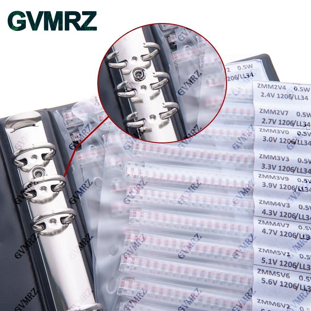 675/1350PCS SMD LL34 Zener Diode Kit book 0.5W 1/2W 3V-24V 2V-39V SMD Diode Set 1N4148