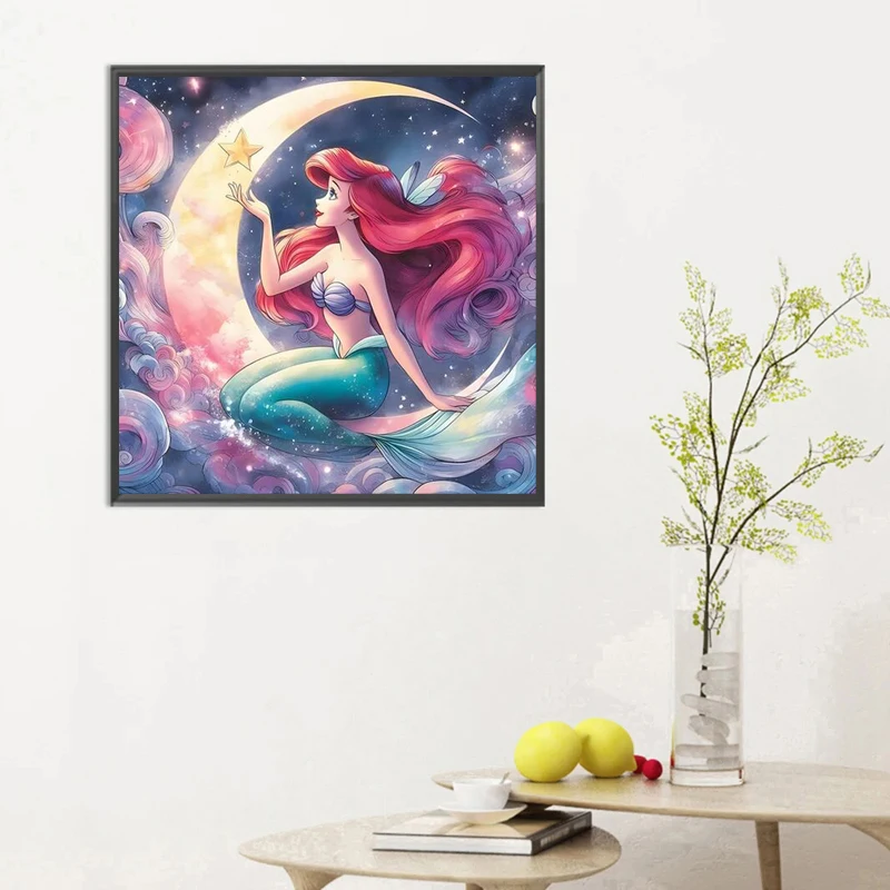 Full Crystal Diamond Painting Cross Stitch Kit Mermaid Girl Rhinestones Picture Fairy Dust Drill Mosaic Embroidery Handmade Gift