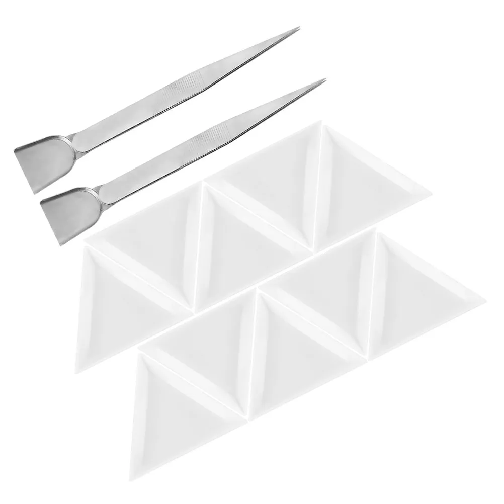 1Set Jewelry Making Tools Kit Stainless Steel Tweezers with Scoop Bead Sorting Trays Rhinestone Organizers Craft Beading