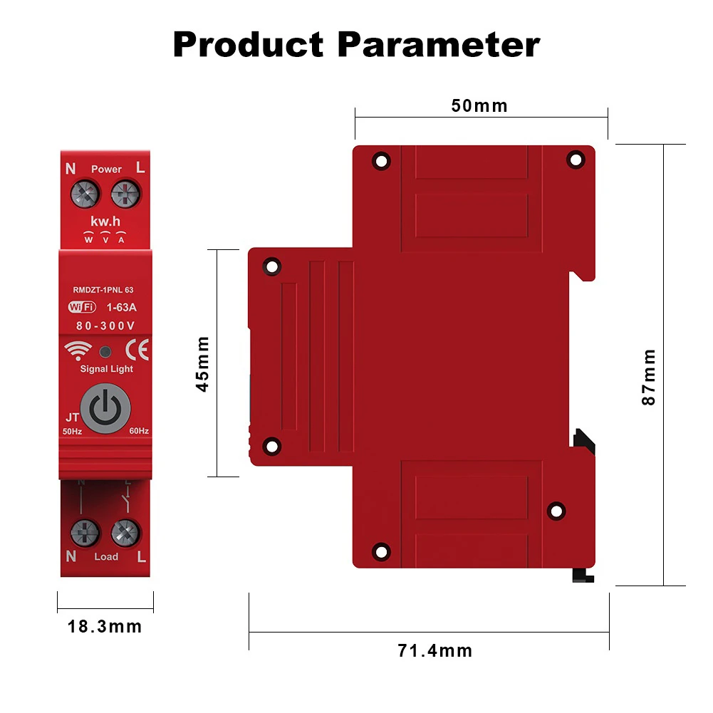 Remote Control WIFI Circuit Breaker With Metering Leakage Overcurrent Overload Protection For Home Energy Management