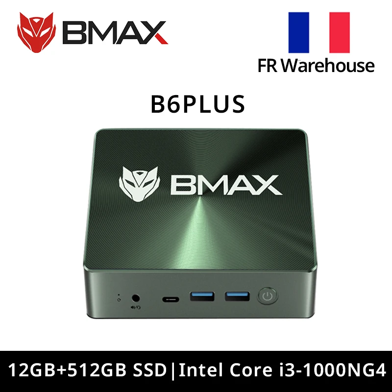 Mini PC BMAX B6 Plus Intel I3-1000NG4 Windows 11 PC 12 Go de RAM 512 Go de SSD WIFI 5 USB 3.0 USB * 3 HDMI * 2 Bluetooth Type-C