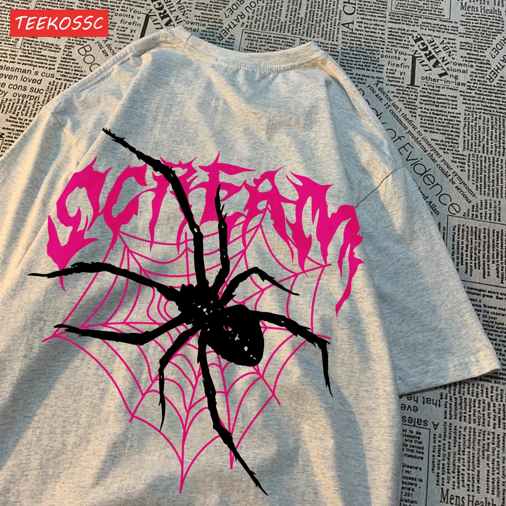 Casual Cotton Women'S T-Shirts Scream Spiders Cobwebs Printing Tops Oversize O-Neck Soft Short Sleeve Fashion Female Clothes