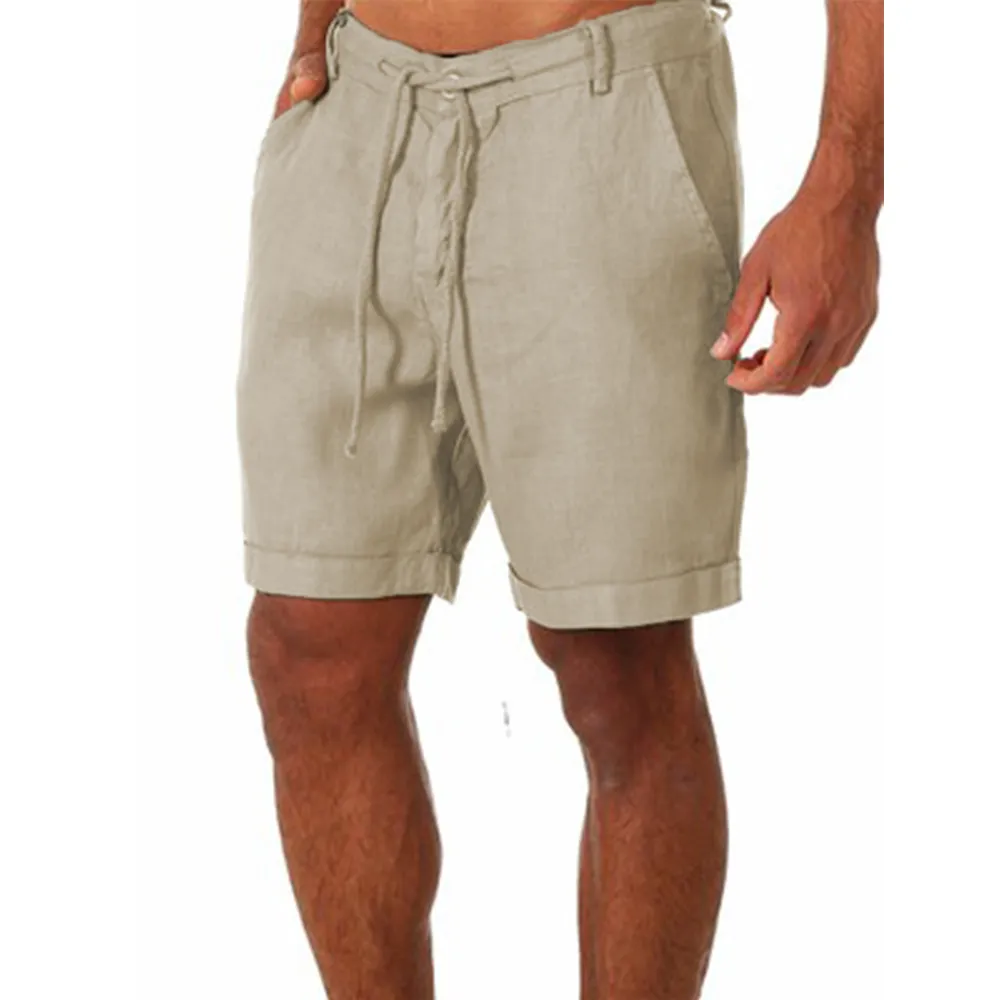 KB 2022 nowe męskie spodnie spodenki z bawełny i lnu męskie letnie oddychające spodnie bielizna w jednym kolorze Fitness Streetwear S-4XL
