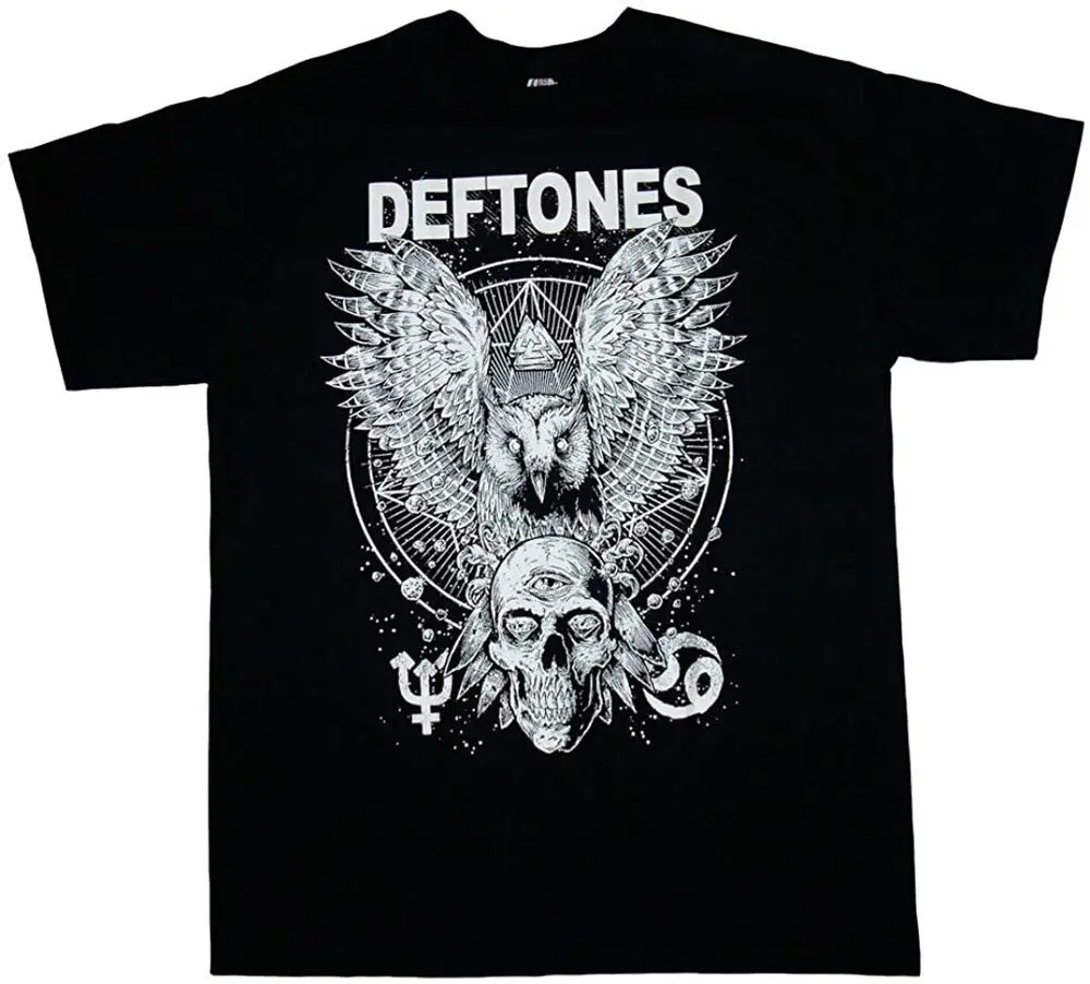 Inspired Deftones - Owl and Skull Cotton Black All size Unisex T-Shirt BD002