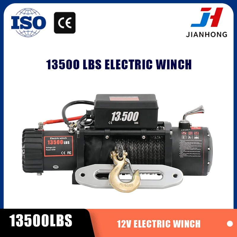 JH 12V 13500LBS Electric Truck Winch Vehicle Mounted Self Rescue Crane for Off-road Vehicles