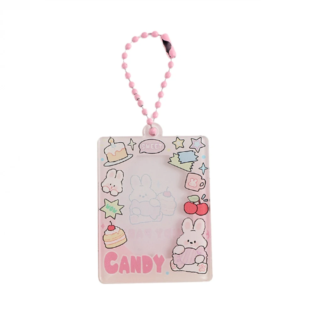 Cartoon Card Holder Bag Pendant Photo Frame Key Chain Photocards Protector Photo Sleeves 1 Inch Girl Cute Lovely Acrylic