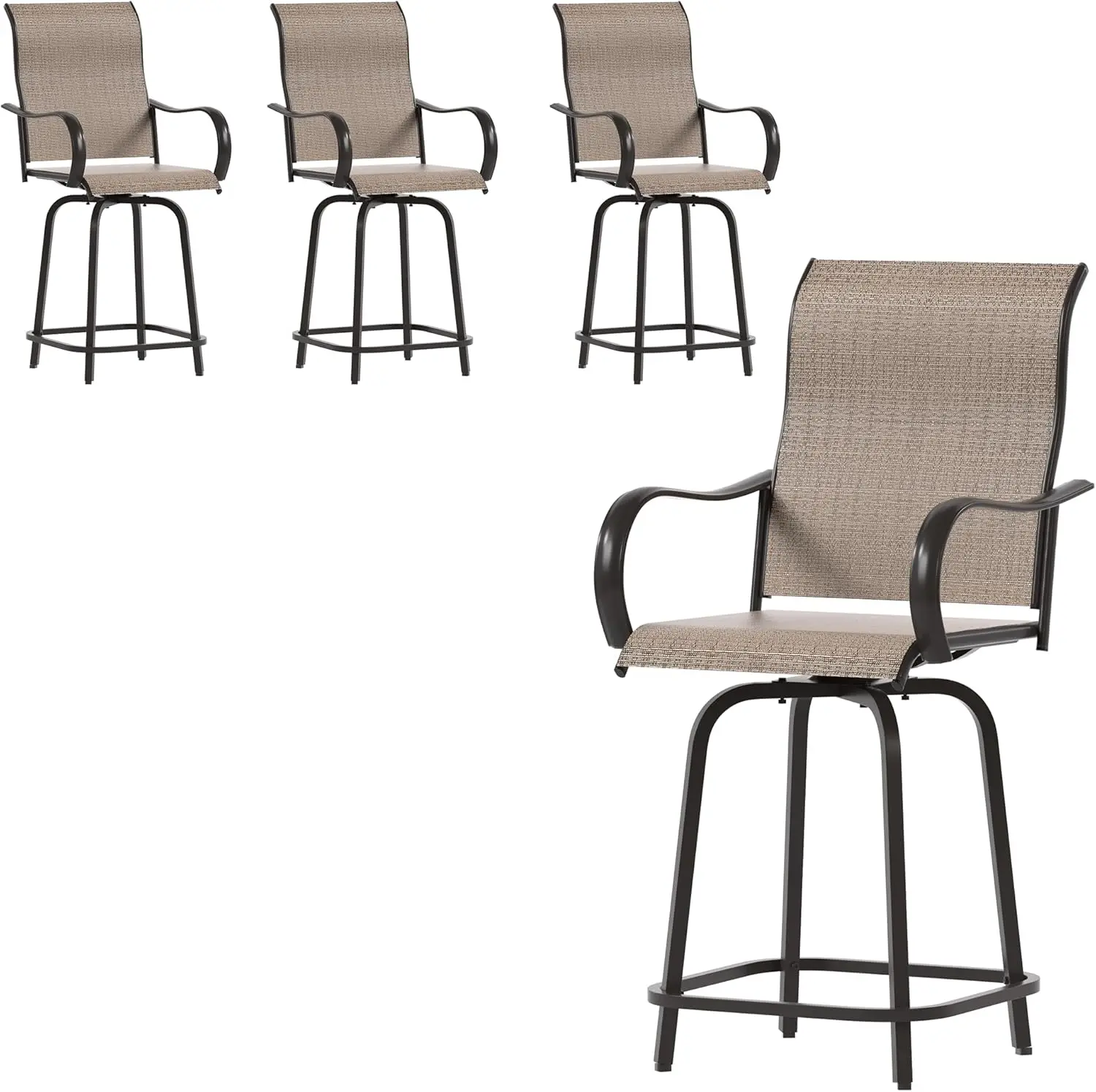 

Поворотные барные стулья для патио, стул из 4 штук, уличный барный стул, всепогодный высокий ба и подлокотник, табуреты для патио и барные стулья для