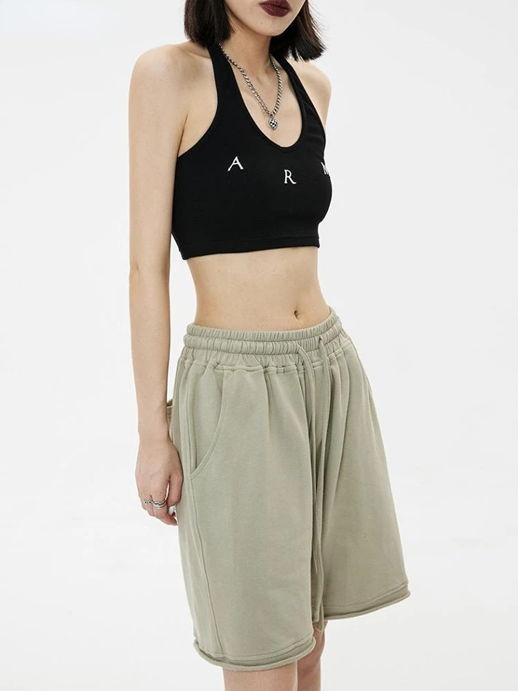 

Шорты женские для отдыха, простой европейский стиль, удобные свободные модные летние универсальные уличные однотонные студенческие дышащие базовые шорты