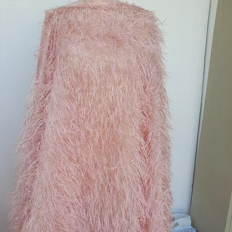Artificial Feather Fabric for Designer Prom Ball Gown Dress Wedding Costumes DIY Sewing 1 Yard Soft High-Grade Flowing Fabric