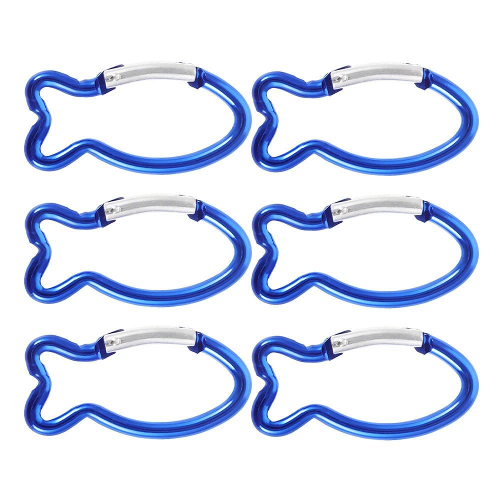 

6pcs Fish Shape Carabiner Spring Buckle Climbing Camping Hook Durable Mountaineering Accessories Rope Clips Metal Hooks