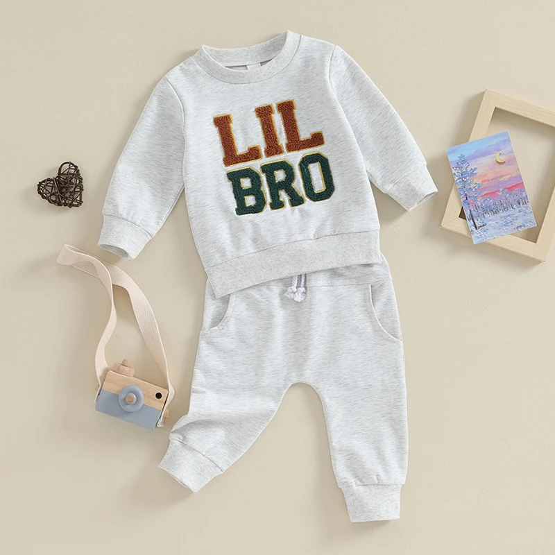 Big Lil Bro Toddler Boy Clothes Long Sleeve Tops Pants Brothers Matching Outfits