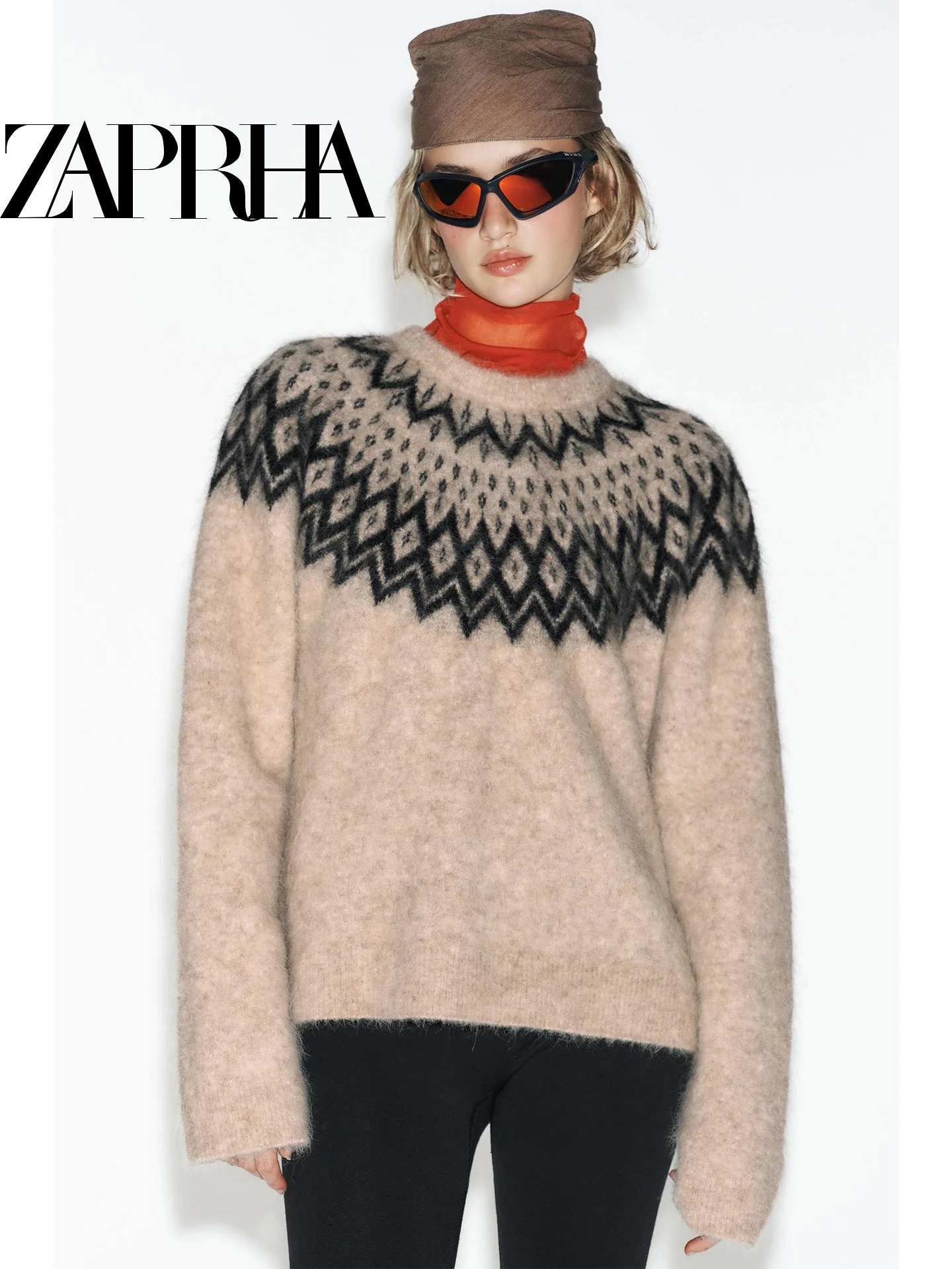 

Spring 2026 Faion Unique Ladies Knitted Sweater Loose Ski Series Tassel Soft Casual Sle Long Sve round Ne Top