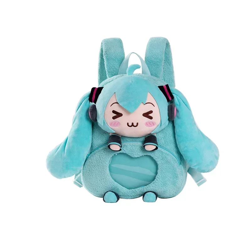 アニメ「初音ミク」のイタバッグ、コスプレ用、ボーカロイド、男女兼用、ぬいぐるみ素材のバックパック、かわいいミクのバッグ、旅行用、普段使い、通学用。