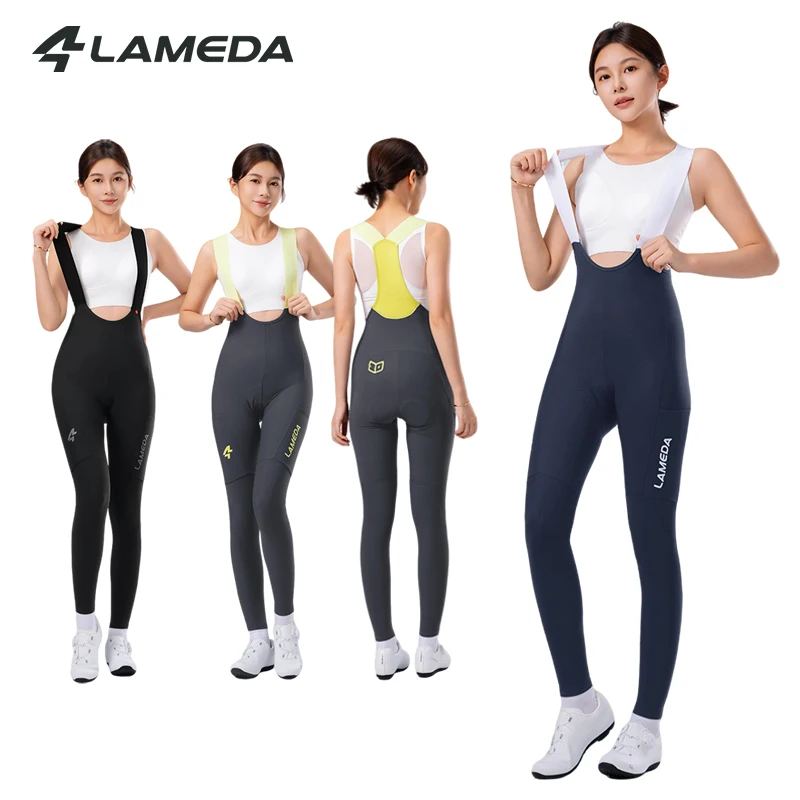 

LAMEDA Thermal Fleece Cycling Bib Tights for Women Winter Bike Pants for 5-15°C Windproof Padded Bicycle Pants Mountain Biking