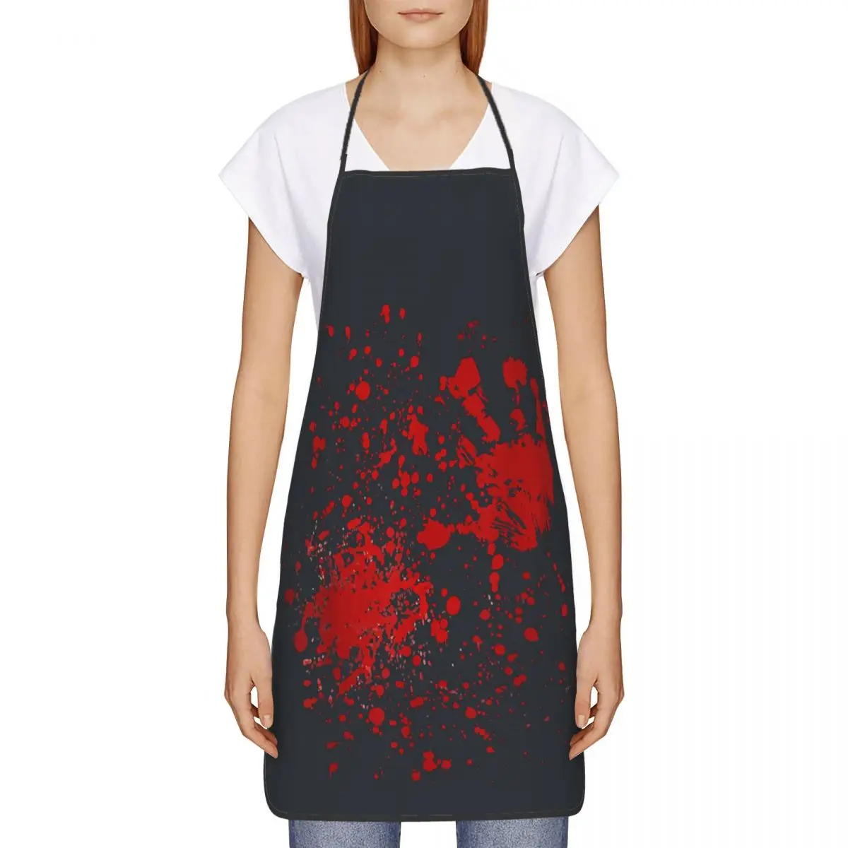 Custom Bib Halloween Aprons for Men Women Unisex Adult Chef Kitchen Cooking Bloody Wood Tablier Cuisine Painting