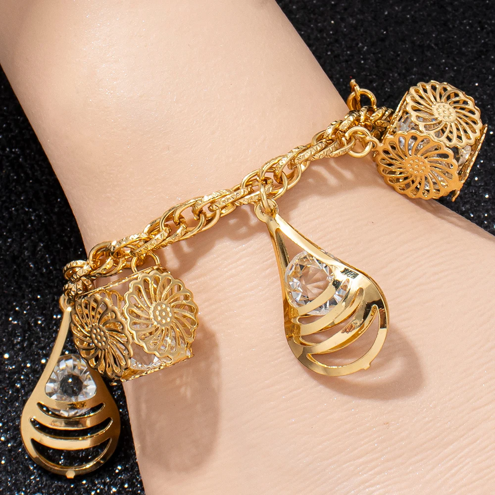 YMJewelry Wassertropfen-Armband aus Edelstahl mit Edelsteinen, Charm-Armbänder für Damen und Herren, für den täglichen Gebrauch im Büro, als Geschenk für Freunde. – Detail 6