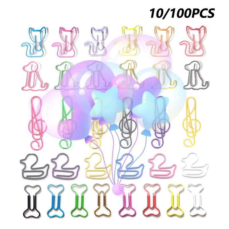 10/100PCS Paperclips With Musical Notes Office Supplies Animal Paperclips Duck Paperclips Irregularly Shaped Colorful Paperclips